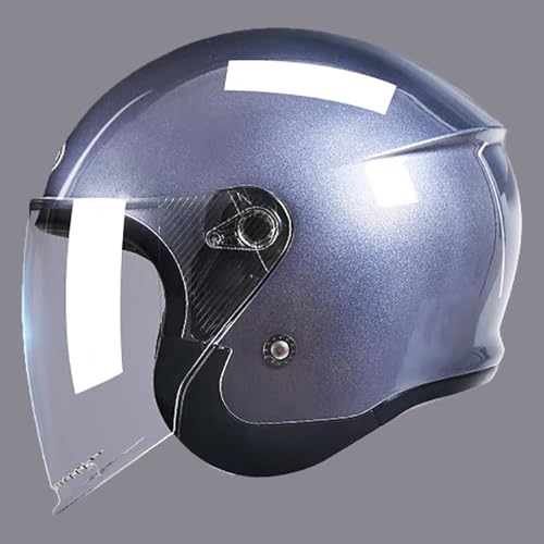 DOT/ECE-Zertifizierte Leichte Motorradhelme, Offene Motorradhelme Mit Visieren Und Kinnriemen Mit Schnellverschluss, Retro-3/4-Motorradhelme Für Erwachsene H,58-62cm von GJCKOPIUFA