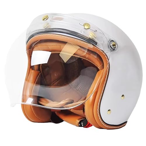 DOT/ECE-Zertifizierter Retro-3/4-Motorradhelm, Halbhelm Mit Visier Und Kinnriemen Mit Schnellverschluss, Offener Motorradhelm Für Erwachsene Männer Und Frauen, Retro-Cruise-Helm C,XL/(59~60cm) von GJCKOPIUFA