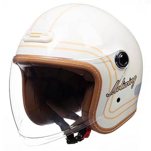 DOT/ECE-Zertifizierter Retro-3/4-Motorradhelm, Offener Motorradhelm Mit Visier Und Kinnriemen Mit Schnellverschluss, Retro-Cruise-Helm, Geeignet Für Erwachsene Männer Und Frauen C,XXXL/(63~64cm) von GJCKOPIUFA