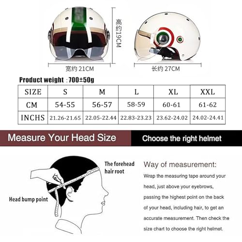 DOT/ECE-Zertifizierter Süßer Motorrad-Halbhelm, Offener Motorradhelm Mit Visier, Leichter Motorradhelm, Geeignet Für Erwachsene Männer Und Frauen C,S/(54~55cm) von GJCKOPIUFA