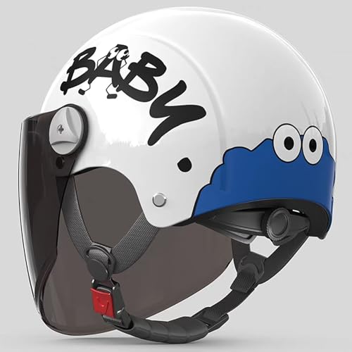 Offener Motorradhelm Für Kinder Im Alter Von 3–12 Jahren, 3/4-Motorradhelm Mit Visier Und Schnellverschluss-Kinnriemen, Motorrad-Halbhelm, Geeignet Für Roller, Mopeds D,48-58cm von GJCKOPIUFA