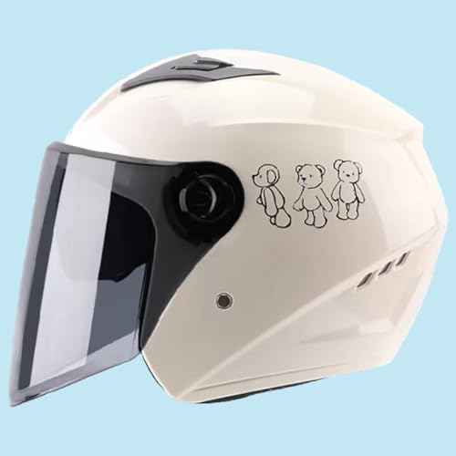 Retro 3/4 Motorradhelm Für Erwachsene Männer Und Frauen, Universell Für Alle Jahreszeiten, Leichter Motorradhelm Mit Doppelvisier, Offener Motorradhelm, DOT/ECE-Zertifiziert C,54-60cm von GJCKOPIUFA