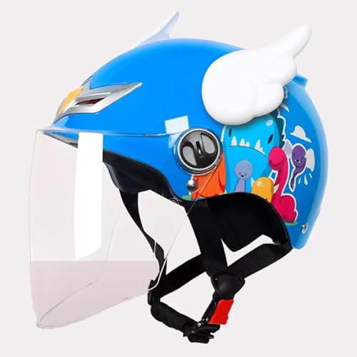 Süßer Kinder-Motorradhelm, DOT/ECE-Zertifizierter Offener Motorradhelm Mit Visier Und Kinnriemen Mit Schnellverschluss, Universell Für Alle Jahreszeiten, Leichter Motorradhelm G,48-55cm von GJCKOPIUFA