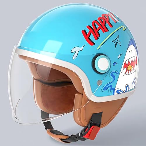 Süßer Kinder-Motorradhelm, Universell Für Alle Jahreszeiten, DOT/ECE-Zertifizierter 3/4-Motorradhelm Mit Visier, Offener Motorradhelm, Geeignet Für Jungen Und Mädchen C,48-55cm von GJCKOPIUFA