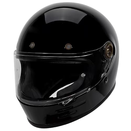 Trendiger Retro-Motorrad-Integralhelm, Offroad-Motorradhelm Mit Visier, Geeignet Für Erwachsene Männer Und Frauen, Cruise-Motorradhelm, DOT/ECE-Zertifiziert B,XXXL/(63~64cm) von GJCKOPIUFA