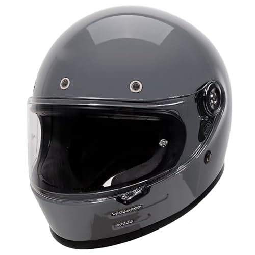 Trendiger Retro-Motorrad-Integralhelm, Offroad-Motorradhelm Mit Visier, Geeignet Für Erwachsene Männer Und Frauen, Cruise-Motorradhelm, DOT/ECE-Zertifiziert D,XXL/(61~62cm) von GJCKOPIUFA