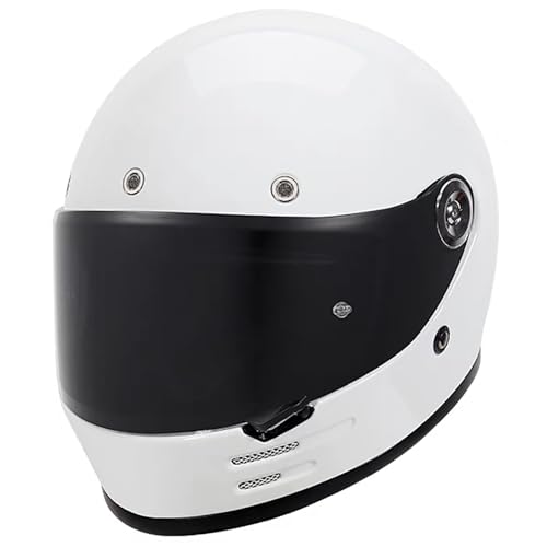 Trendiger Retro-Motorrad-Integralhelm, Offroad-Motorradhelm Mit Visier, Geeignet Für Erwachsene Männer Und Frauen, Cruise-Motorradhelm, DOT/ECE-Zertifiziert E,XL/(59~60cm) von GJCKOPIUFA