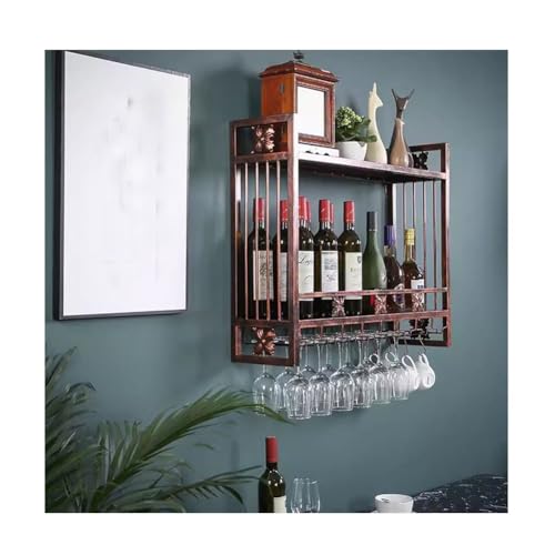 An der Wand montiertes Weinregal Weinregale An der Wand montierte 2-stufige Barregale Weinlagerregale für Zuhause Mehrzweck-Hängeregale für Weingläser für Küche, Esszimmer, Speisekammer, Schrank von GJDHUQO