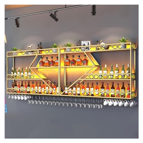 An der Wand montiertes Weinregal mit LED-Licht, schwebende LED-Regale, LED-Spirituosen-Bar-Flaschenpräsentationsregal, multifunktionales Lagerregal, für Zuhause, Restaurant, Bars, Innenbereich, von GJDHUQO