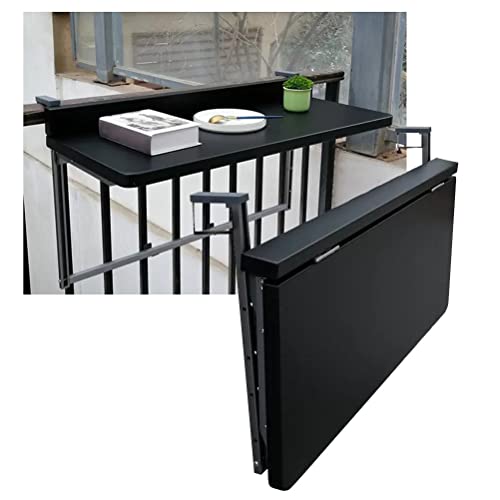 GJDHUQO Hängetisch, Schwarze Aluminiumlegierung, Balkongeländer-Klapptisch, Mini-Falt-Hängetisch für Gartenterrasse, multifunktionaler Couchtisch Chasing The Dawn von GJDHUQO