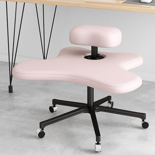 GJDHUQO Meditationsstuhl, Home-Office-Schreibtischstuhl, ergonomischer Kniestuhl mit Rädern, Stuhl mit gekreuzten Beinen, höhenverstellbar, Pink-Schraubenverstellung Chasing The Dawn von GJDHUQO