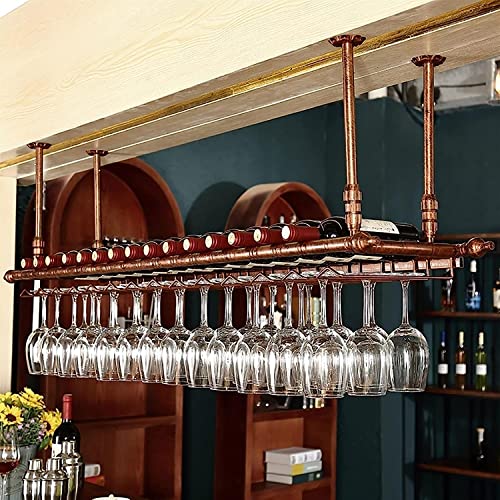 GJDHUQO Weinregal Weinregal Decken-Weinregal Hängender Weinglashalter An der Wand montiertes Weinflaschenregal Höhenverstellbare Weinregale aus Metall Küche Restaurant Bar Wandregal Schwebende Regale von GJDHUQO