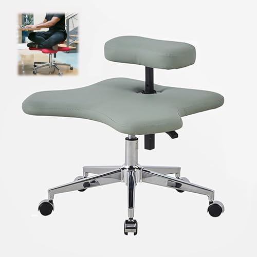 Kniestuhl Home-Office-Schreibtischstuhl Ergonomischer Haltungsstuhl mit gepolstertem Kissen Bürostuhl mit gekreuzten Beinen Meditationsstuhl für Zuhause und Büro,Grün-Einheitsgröße Chasing the Dawn von GJDHUQO