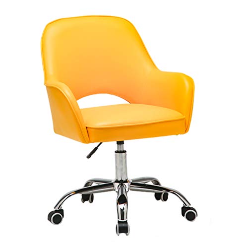 Schreibtischstuhl, Chefsessel, ergonomischer Home-Office-Stuhl, gepolsterter Lederdrehstuhl, verstellbarer Schminkstuhl mit Rollen, Schreibtischstuhl fürs Arbeitszimmer (gelb) Chasing the Dawn von GJDHUQO