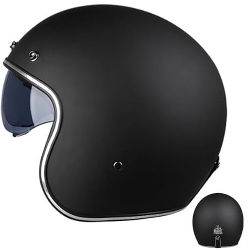 GJUANN Motorradhelm Halbschalenhelm DOT/ECE-Zulassung Retro Jethelme Offener 3/4 Helm Männer Frauen Mit Doppeltes Visier Motorrad Halbhelme for Bike Cruiser Moped Scooter von GJUANN