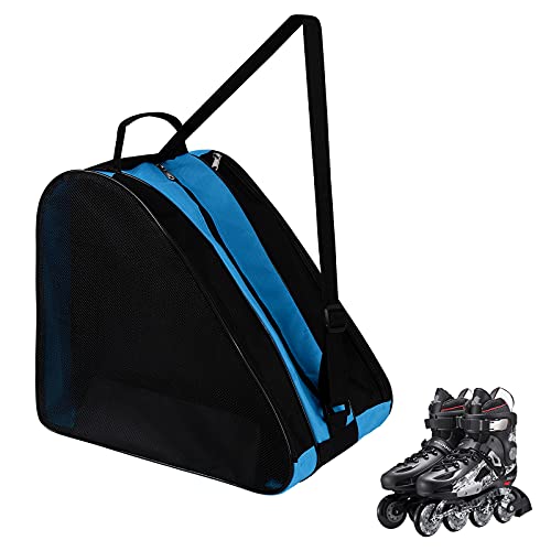 GLAITC Rollschuhtasche, Rollertasche, Unisex, mit verstellbarem Schultergurt, Transporttasche für Schlittschuhe, für Damen, Herren, Kinder, Blau von GLAITC