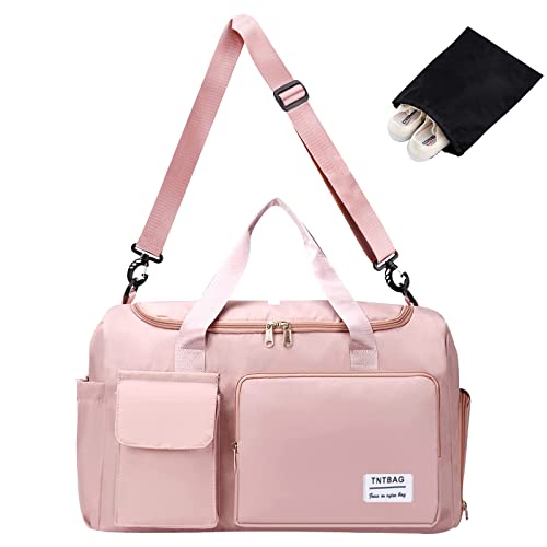 Sporttasche für Damen,Sporttasche Rosa Reisetasche Weekender mit Schuhfach und Nassfach Reisetasche Wasserdicht Trainingstasche Faltbar für Leicht Yoga Gym Schwimmtasche Strand Urlaub Schule von GLAITC