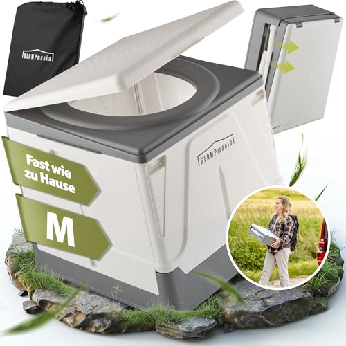 GLAMPmania Campingtoilette M ohne Chemie [SEHR PRAKTISCH] für Tüten | Platzsparend, Flexibel und Clean | Die Mobile Klapptoilette für Outdoor Camping, Festival, Stau, Zelten in Weiß| Jetzt eintüten von GLAMPmania