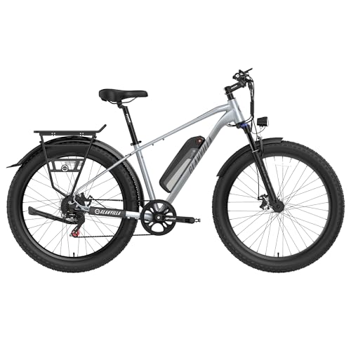GLAMVILLA Bronco E-Bike für Damen/Herren,26"/27.5" * 3.0" E-Mountainbike Elektrofahrrad mit 12.5AH Abnehmbare Lithium-AKKU, 7-Gang Pendler-Fahräder von GLAMVILLA