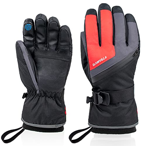 GLAMVILLA Warme Winterhandschuhe Skihandschuhe für Damen/Herren, Wasserdicht Handschuhe für Skifahren/Snowboard/Fahren/Wandern mit Touchscreen von GLAMVILLA