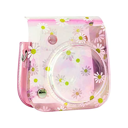 GLBMLMTHZP Instant Film Kamera PU Ledertasche Schutzhülle mit Schultergurt Daisy Translucent Kameratasche Fit for Fujifilm Fit for Mini 11 Kameratasche von GLBMLMTHZP