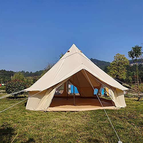 Glockenzelt Canvas Mongolisches Jurtenzelt Doppellagiges Zelt Outdoor Camping Familienzelt Pyramiden Indianerzelt 4-Jahreszeiten,Grün,6M von GLJTUO