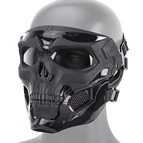GLJY Halloween-Skelett-Airsoft-Maske, Schädel-Vollgesichts-Tarnungs-Armeeausrüstungs-Masken-Helm mit Schwammauflage und Stirnbandseil, Luftgewehr-Paintball-Schießen-Jagd-Schießen-CS-Spiel von GLJY