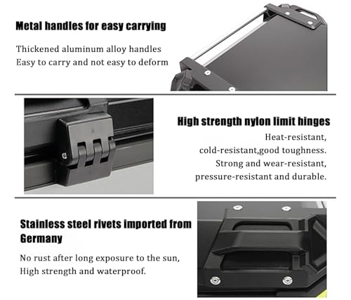 Motorrad-Topcase, Aluminium-Trunk-Tour-Heckbox, Motorrad-Trunk-Heck-Tour-Box Abschließbar Zur Aufbewahrung Von Gepäck, Wasserdicht, Rostfrei Und Staubdicht A,36L von GLSQBVRP