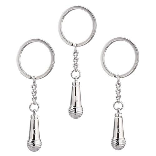 GLSTOY 3st Schlüsselanhänger Auto Mikrofon Schlüsseletui Auto Schlüssel Halter Headset-mikrofon Mini-3d-mikrofon-ornament Schlüsselbund Mikrofontaste Mini-mikrofon Zinklegierung Silver von GLSTOY