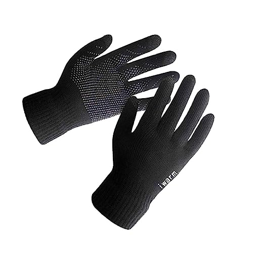 GLSTOY Unisex Winterhandschuhe Für Männer Und Frauen Dicke Warme Touchscreen Handschuhe Aus Gestricktem Material Ideal Für Outdoor Sport Und Radfahren Farbe Schwarz von GLSTOY