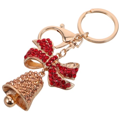 GLSTOY Weihnachtsglocke Schlüsselanhänger Strass Schlüsselanhänger Mit Roter Schleife Süßer Weihnachtsanhänger Für Handtaschen Geldbörsen Rucksäcke Festliches Schlüsselanhänger von GLSTOY