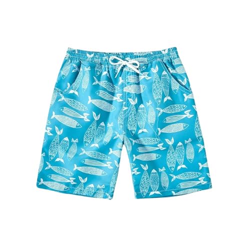 GLYLFQZJ Badehose Herren 5-14 Jahre Jungen Cartoon Schwimmen Trunks Teen Jungen Soft Beach Hosen Holiday College Kinder Beach Shorts-Blau-5-6 von GLYLFQZJ