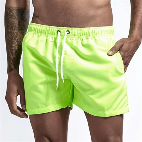 GLYLFQZJ Badehose Herren Herren Badehose Mit Mesh Futter Seitentaschen Einfarbige Strandshorts Quick Dry Shorts Sommer Bademode-Grün-S von GLYLFQZJ