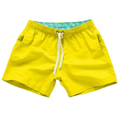 GLYLFQZJ Badehose Herren Lässige Sommer -Strand -Shorts Hosen Männer Ziehen Schwimmstädte-Gelb-XXL von GLYLFQZJ