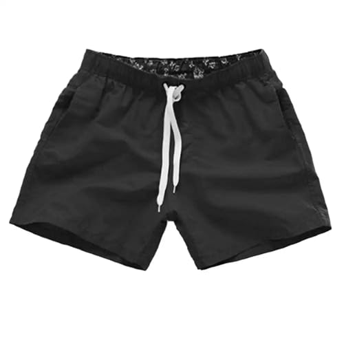 GLYLFQZJ Badehose Herren Lässige Sommer -Strand -Shorts Hosen Männer Ziehen Schwimmstädte-Schwarz-S von GLYLFQZJ