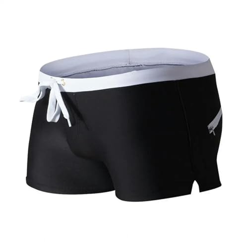 GLYLFQZJ Badehose Herren Männer Schwimmen Shorts Dehnbare Badebekleidung Herren Schnell Trocknend Schwimmstämme Mit Kordelstring Taille Bunte Patchwork Boys-Schwarz-XL von GLYLFQZJ