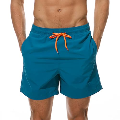 GLYLFQZJ Badehose Herren Mann Badebekleidung Schwimmshorts Trunks Beach Board Shorts Schwimmhosen Badeanzüge Herren Laufen Sportsurfen Shorts-Pfauenblau-L von GLYLFQZJ