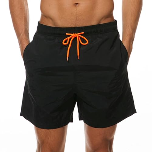 GLYLFQZJ Badehose Herren Mann Badebekleidung Schwimmshorts Trunks Beach Board Shorts Schwimmhosen Badeanzüge Herren Laufen Sportsurfen Shorts-Schwarz-M von GLYLFQZJ