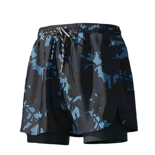 GLYLFQZJ Badehose Herren Mann Schwimmen Shorts Mit Kordelzug Männer Unterstützende Kompression Liner Swim Trunks Quick Dry Board Shorts Bademode-Marineblau-XL von GLYLFQZJ