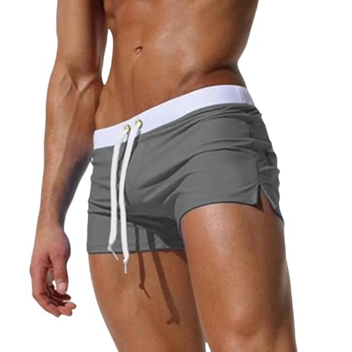 GLYLFQZJ Badehose Herren Sommer Badebekleidung Männer Slim Fit Badeanzug Boy Schwimmanzüge Boxer Shorts Schwimmstämme Schwimmstrandbekleidung-Dunkelgrau-4Xl von GLYLFQZJ