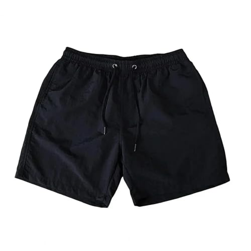 GLYLFQZJ Badehose Herren Sommer Männer Bademode Strand Shorts Einfarbige Elastische Taille Schnelltrocknende Atmungsaktive Shorts Trunks Badehose-Schwarz-L von GLYLFQZJ