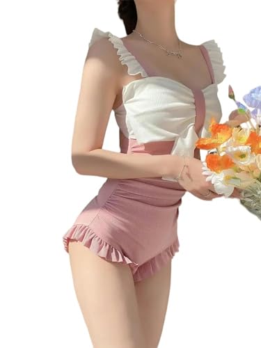 GLYLFQZJ Bikini Mode Frauen Strand Bikini Einteiliger Badeanzug Urlaub Strandbekleidung Bademode Sommer Backless Bikini Badeanzug-Rosa-M(42-48Kg) von GLYLFQZJ