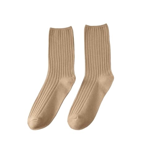 GLYLFQZJ Damensocken 3 Paare/Lot Socken Sets Frauen Einfarbige Elegante Lange Baumwolle Frauen Socken Atmungsaktive Japanische Stil Casual Baumwolle Socken-Khaki-One Size von GLYLFQZJ