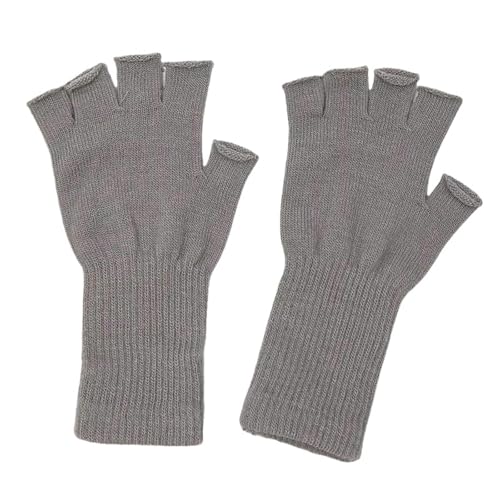 GLYLFQZJ Fingerlose Handschuhe Damen Unisex Gestrickte Halbe Fingerhandschuhe Lange Handgelenksfingerhandschuhe Für Frauen Männer Winter Schwarz Warm-Grau-Eine Größe von GLYLFQZJ