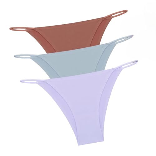 GLYLFQZJ Frauenunterwäsche 3Pcs/Set Frauen Nahtloses Höschen Ultradünne Slips Weibliche Eisseide Ohne Spuren Unterwäsche Niedrige Risiko-Set 16-M-3Pcs von GLYLFQZJ