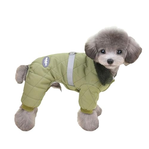 GLYLFQZJ Hundekleidung Pelzkragenhund Overalls Mit D Ring Winter Hundekleidung Für Kleine Hunde Welpe Jumpsuit Chihuahua Jacke Pudel Kostüme-Armeegrün-M von GLYLFQZJ