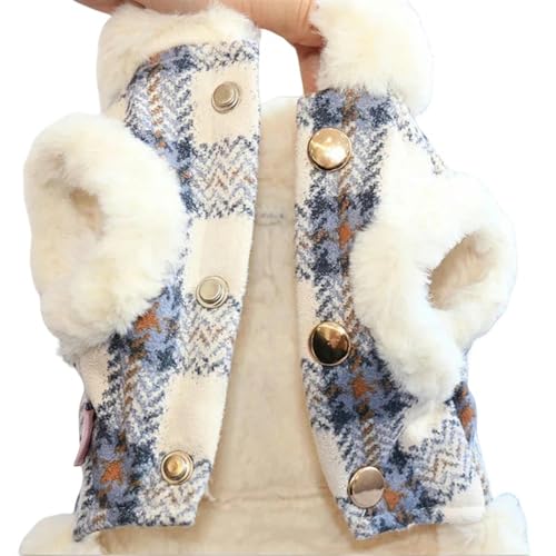 GLYLFQZJ Hundekleidung Winter Warmes Hund Fellkragen Hunde Mantel Haustier Kleidung Für Kleine Mittelgroße Hunde Traktion Hundejacke Mantel Teddy Bichon Haustier Kleidung-Blau-XL von GLYLFQZJ