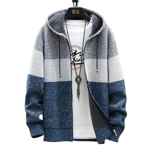 GLYLFQZJ Pullover Herren Hoodies Herren -Strickjacken Pullover Hoodies Herren Luxus Herren Hoodies Pullover Jacken Windbrecher Mehrere Kleidung-Blaugrau-Größe M 50-55 Kg von GLYLFQZJ