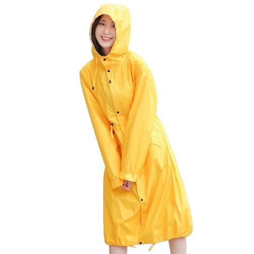 GLYLFQZJ Wasserdichter Poncho Für Erwachsene Erwachsener Regenmantel Weibliche Mode Wandern Lange Erhöhung Wasserdichter Windbreaker Licht Körper Poncho Männer Frauen-Gelb-XL von GLYLFQZJ