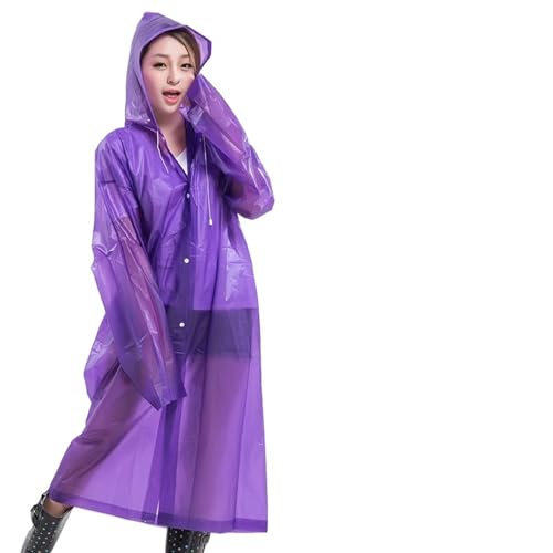 GLYLFQZJ Wasserdichter Poncho Für Erwachsene Regenmantel Frauen Männer Verdickter Wasserdichter Regenmantel Tourismus Outdoor Wandern Regen Poncho Regenmantel Kapuze Regenmantel-Lila-Einheitsgröße von GLYLFQZJ